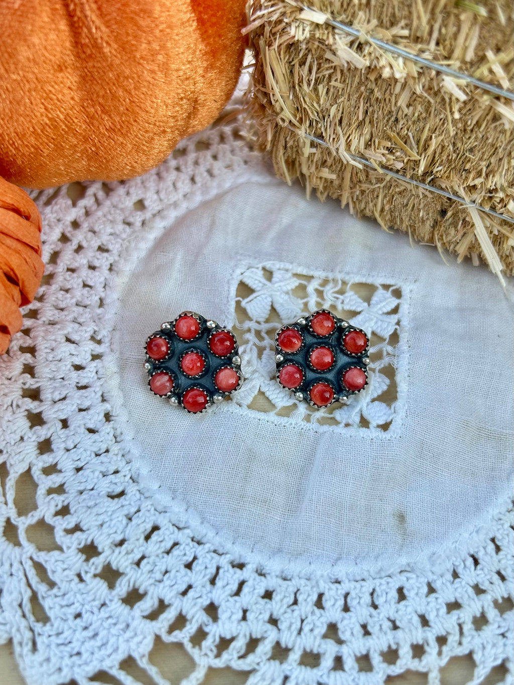 Red Spiny Cluster Earrings