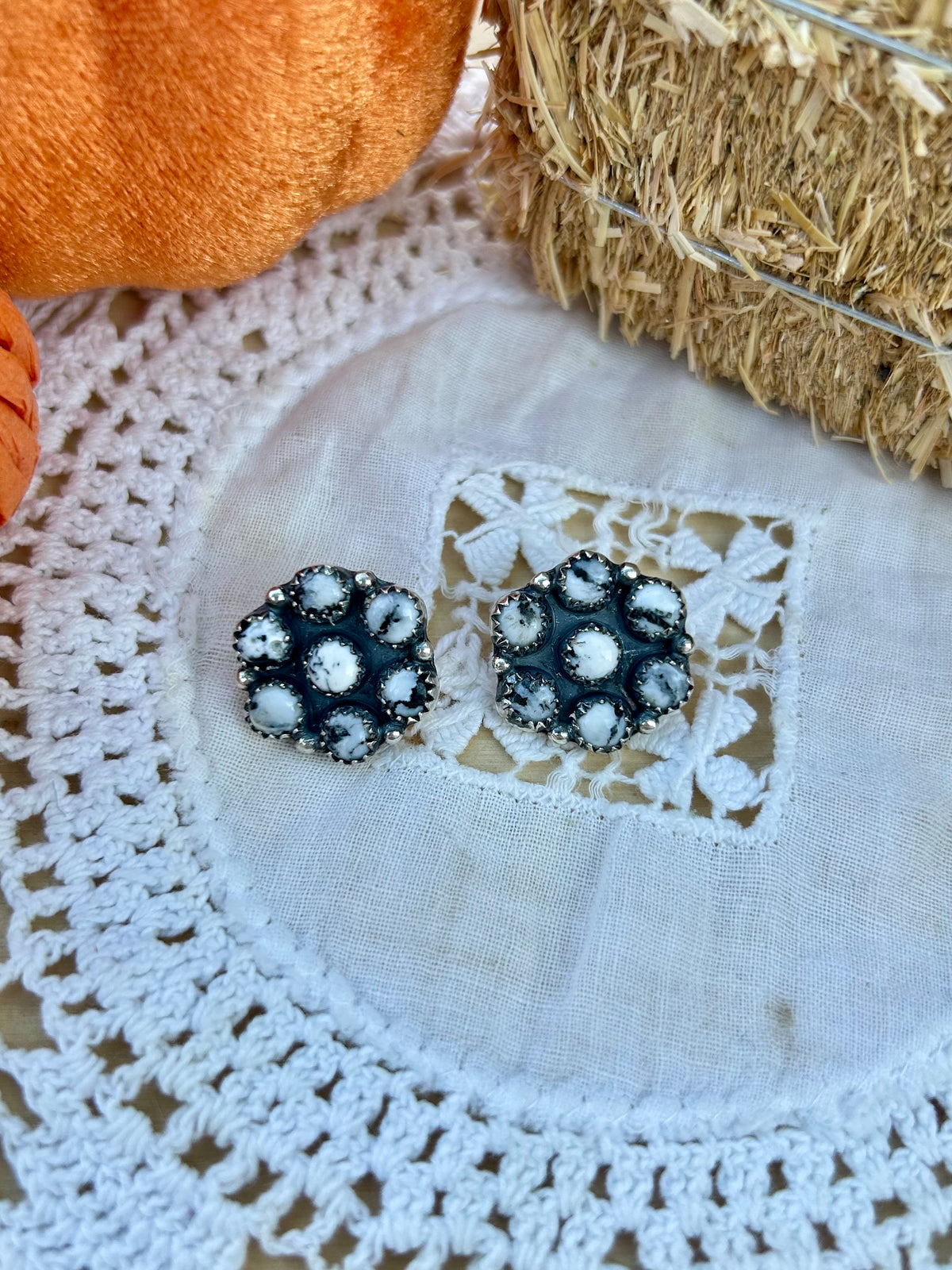 White Buffalo Cluster Earrings