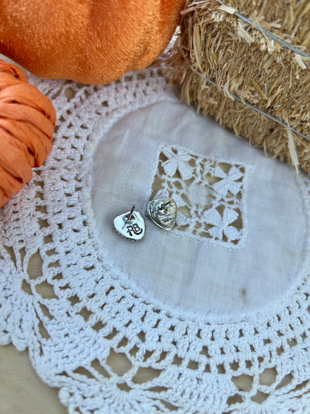 Orange Spiny Heart Earrings