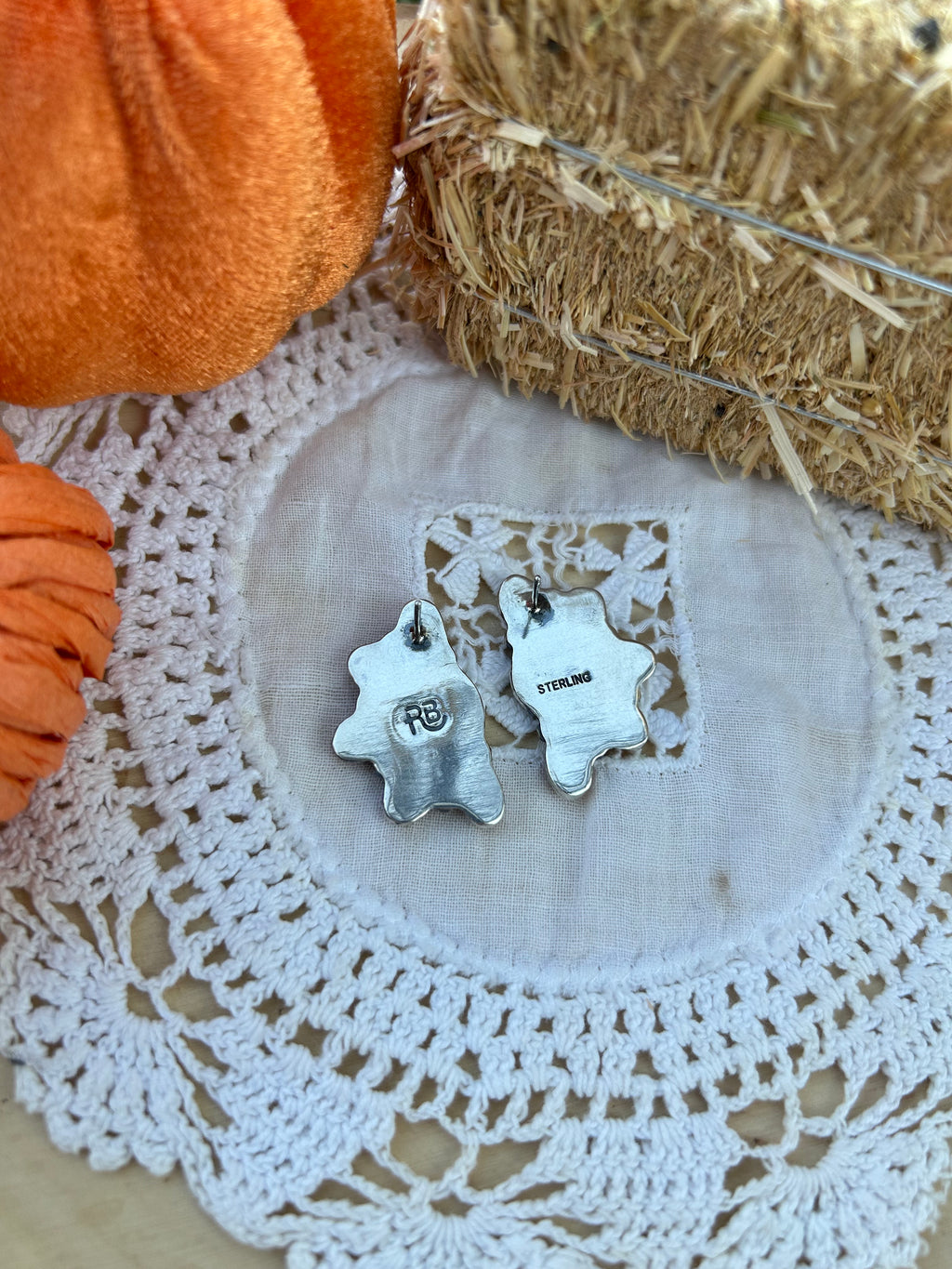 MOP + Orange Spiny Half Cluster Earrings