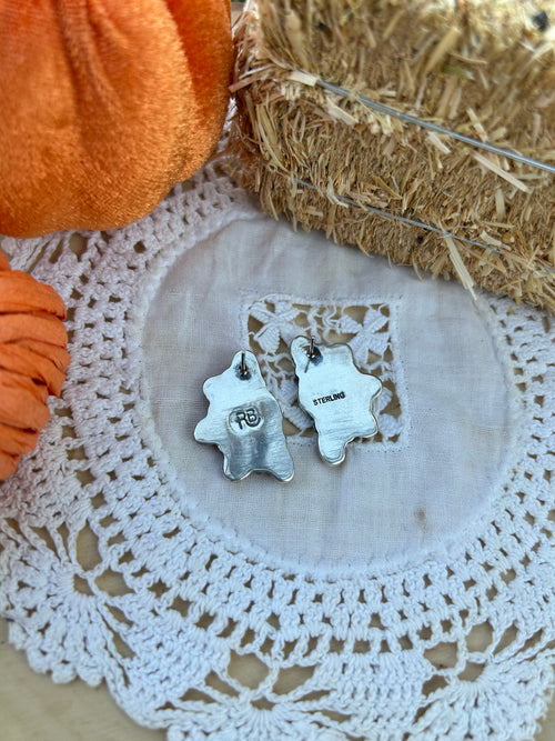 MOP + Orange Spiny Half Cluster Earrings