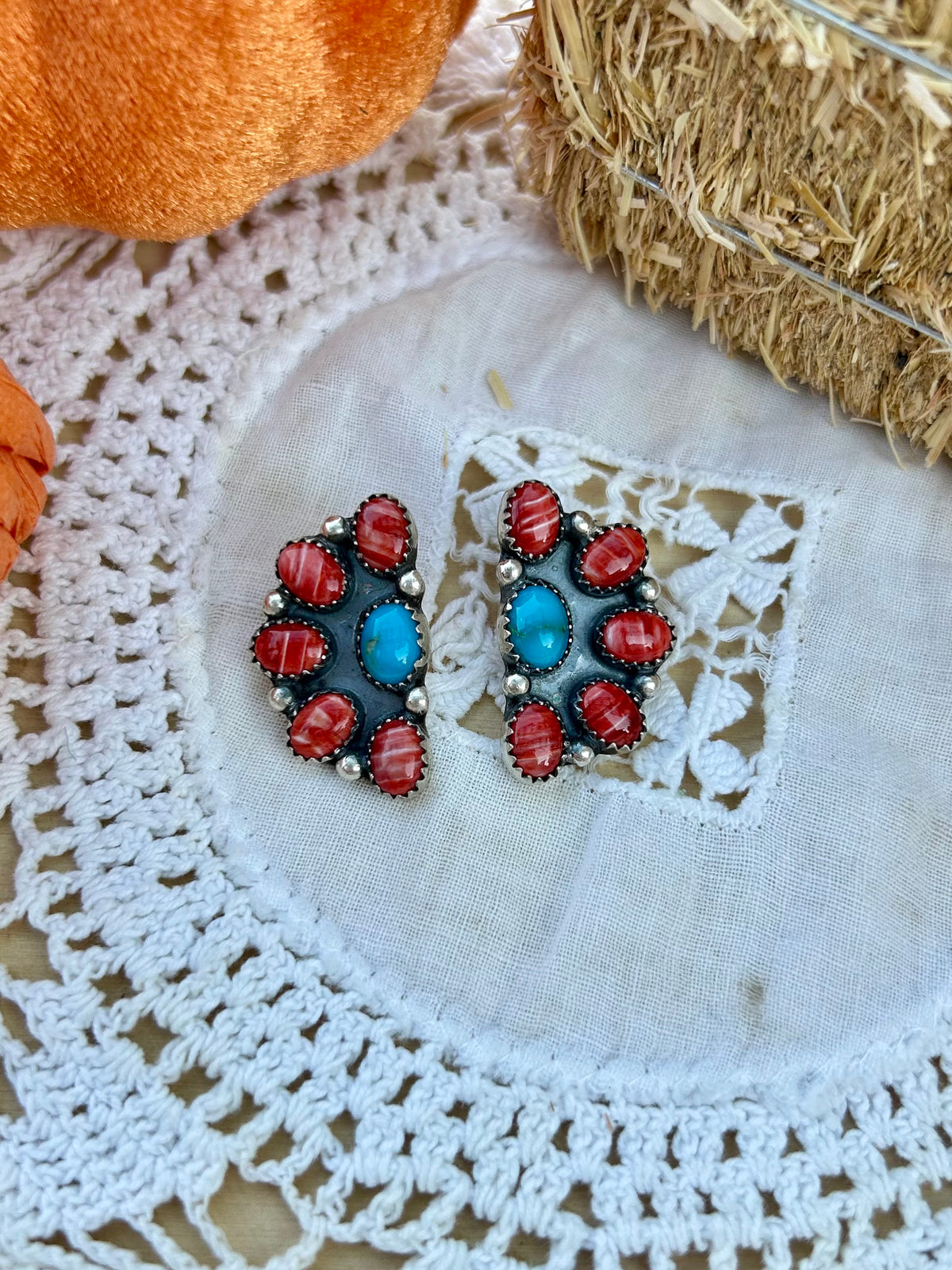 Sonora + Red Spiny Half Cluster Earrings