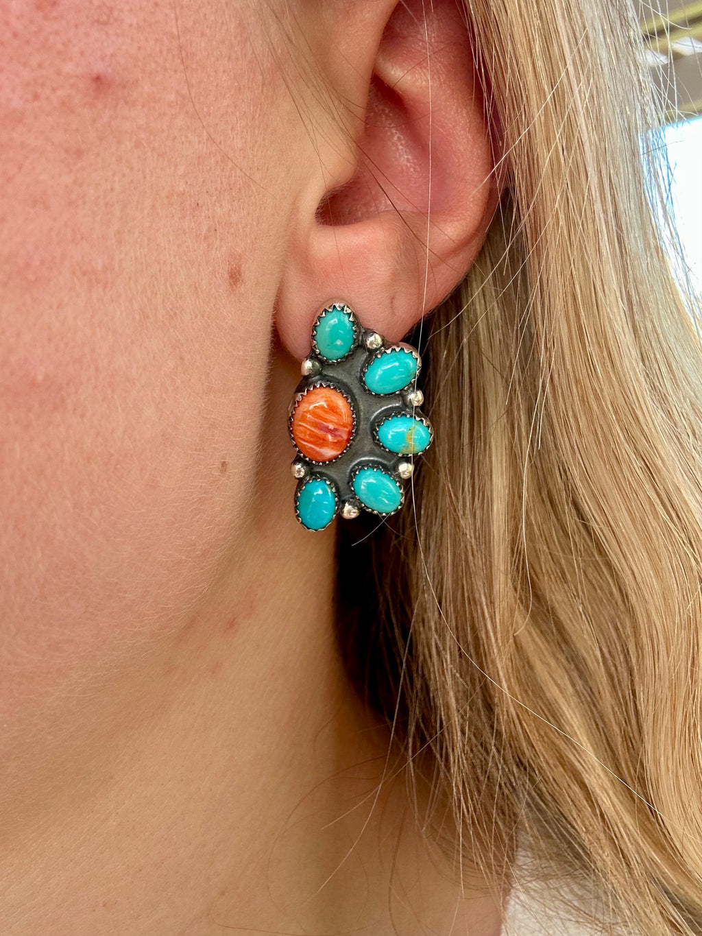 Orange Spiny + Sonora Half Cluster Earrings