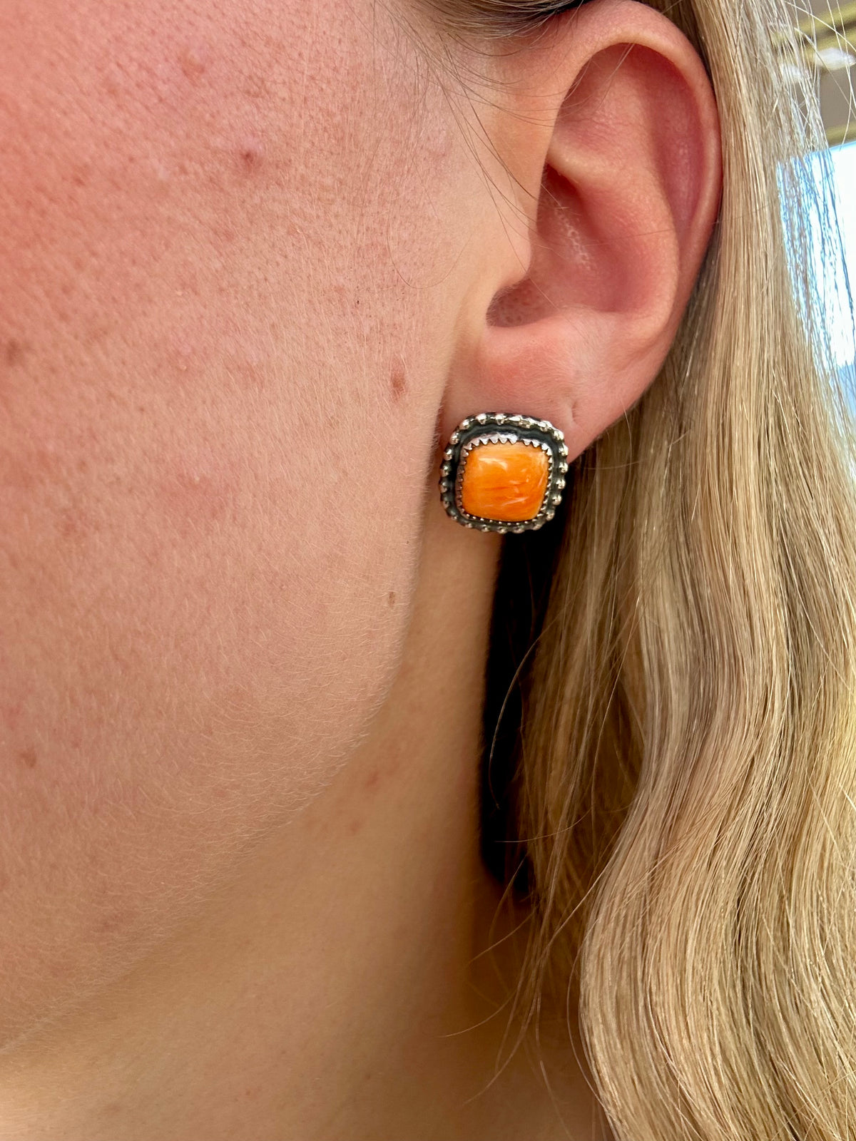 Orange Spiny Earrings