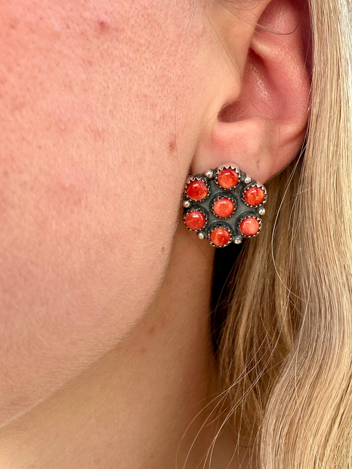 Red Spiny Cluster Earrings