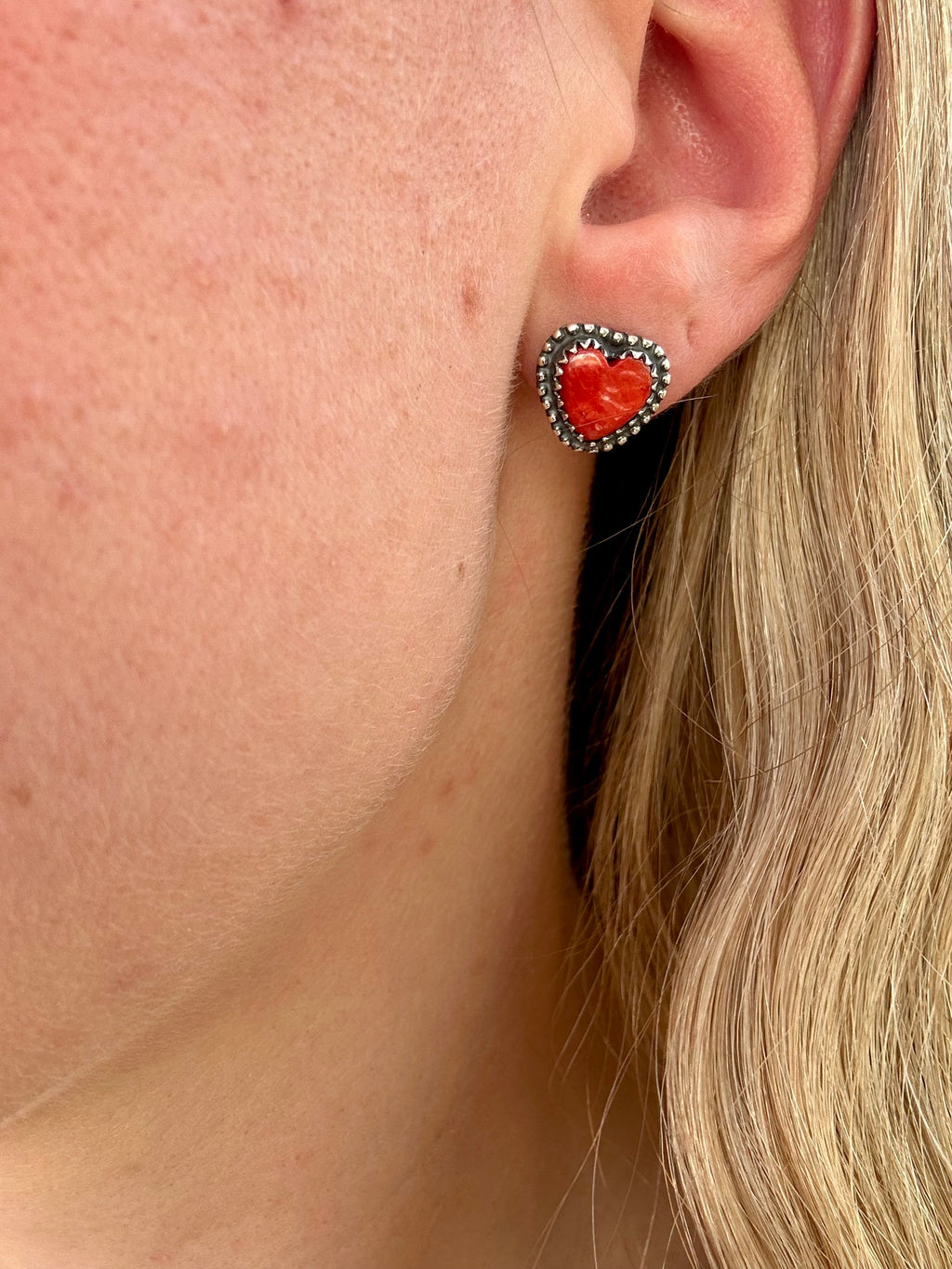 Red Spiny Heart Earrings