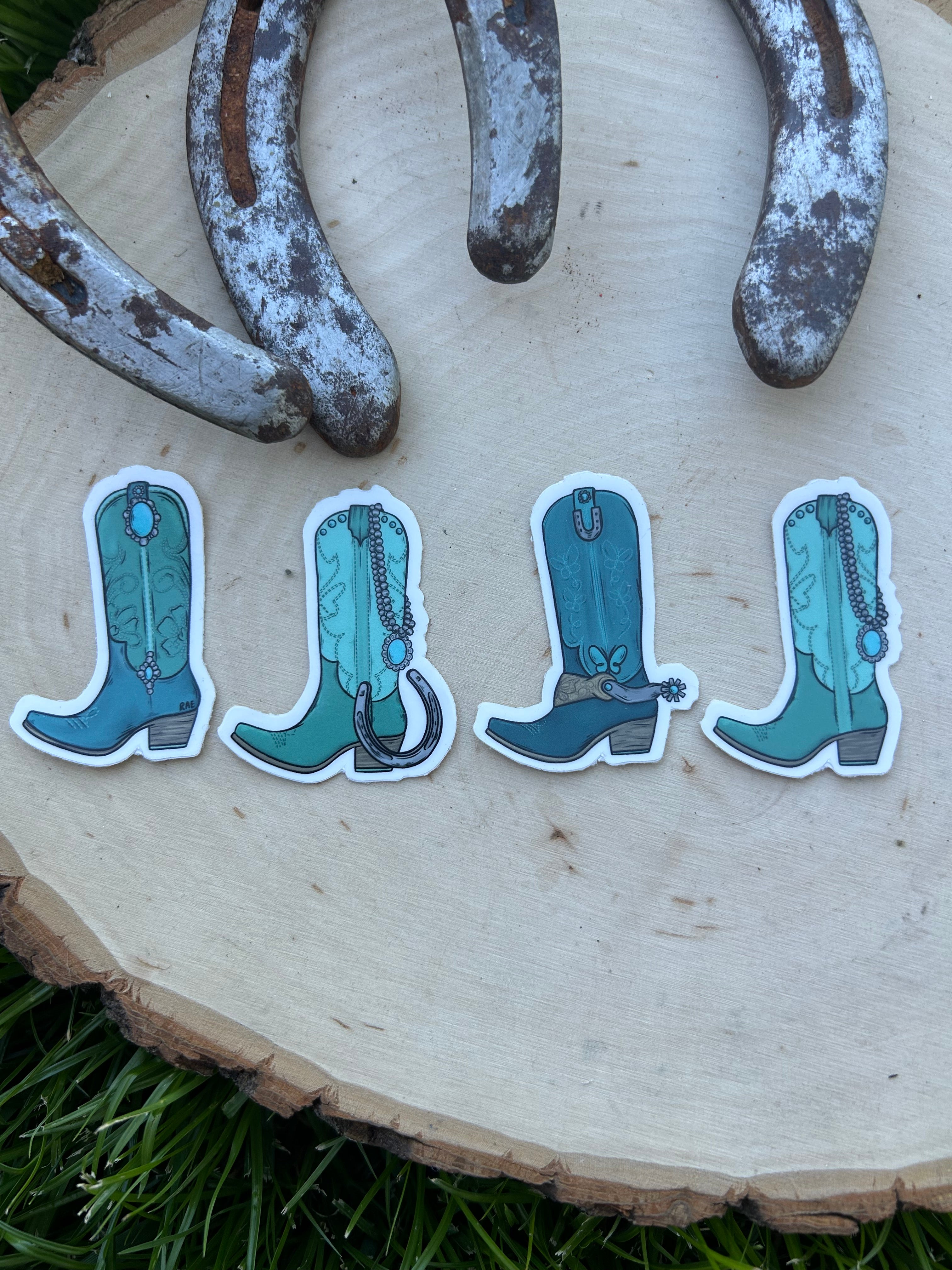 Rae's Turquoise & Silver Boot Stickers