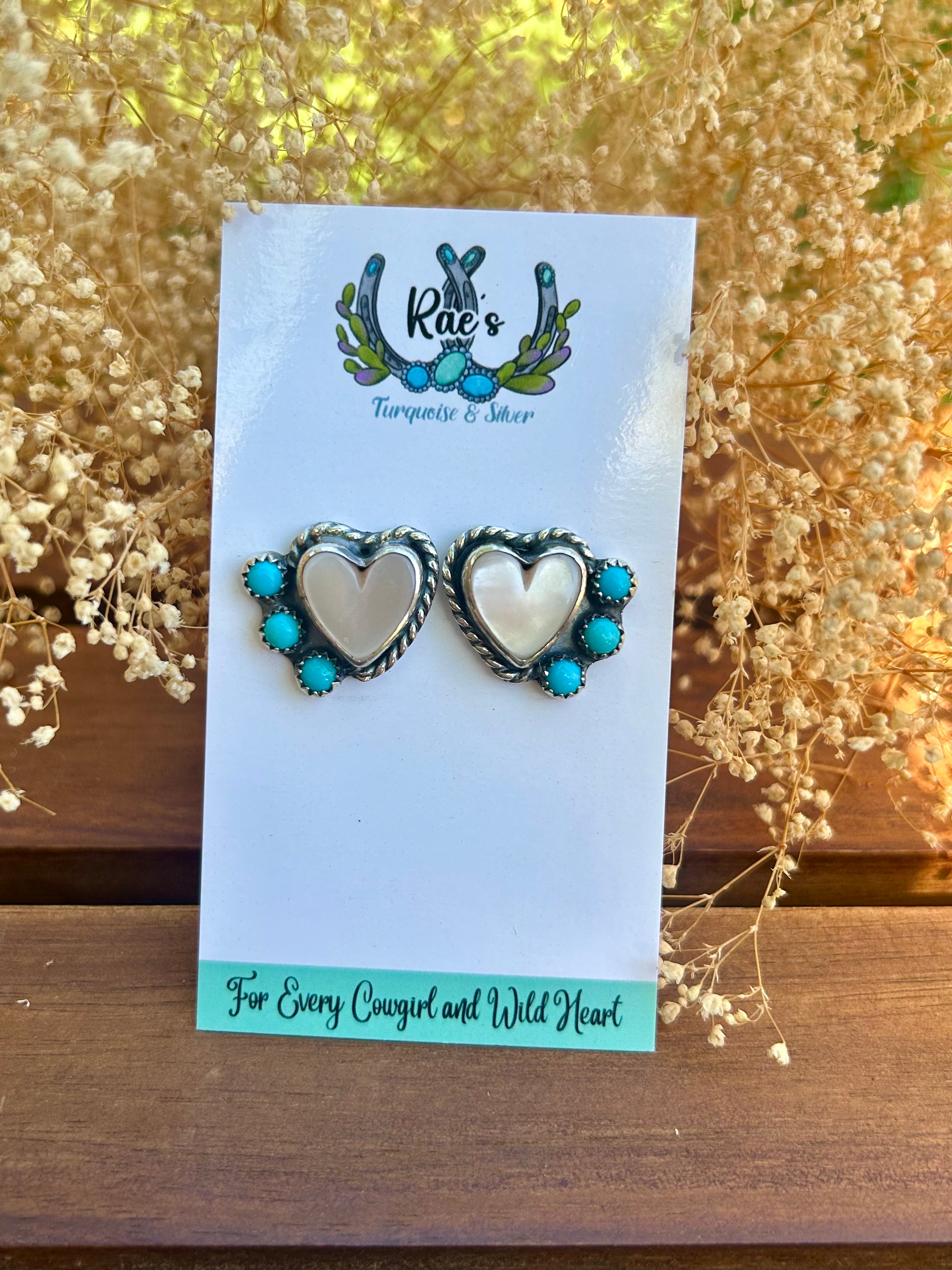 Mother of Pearl + Sonora Heart Earrings