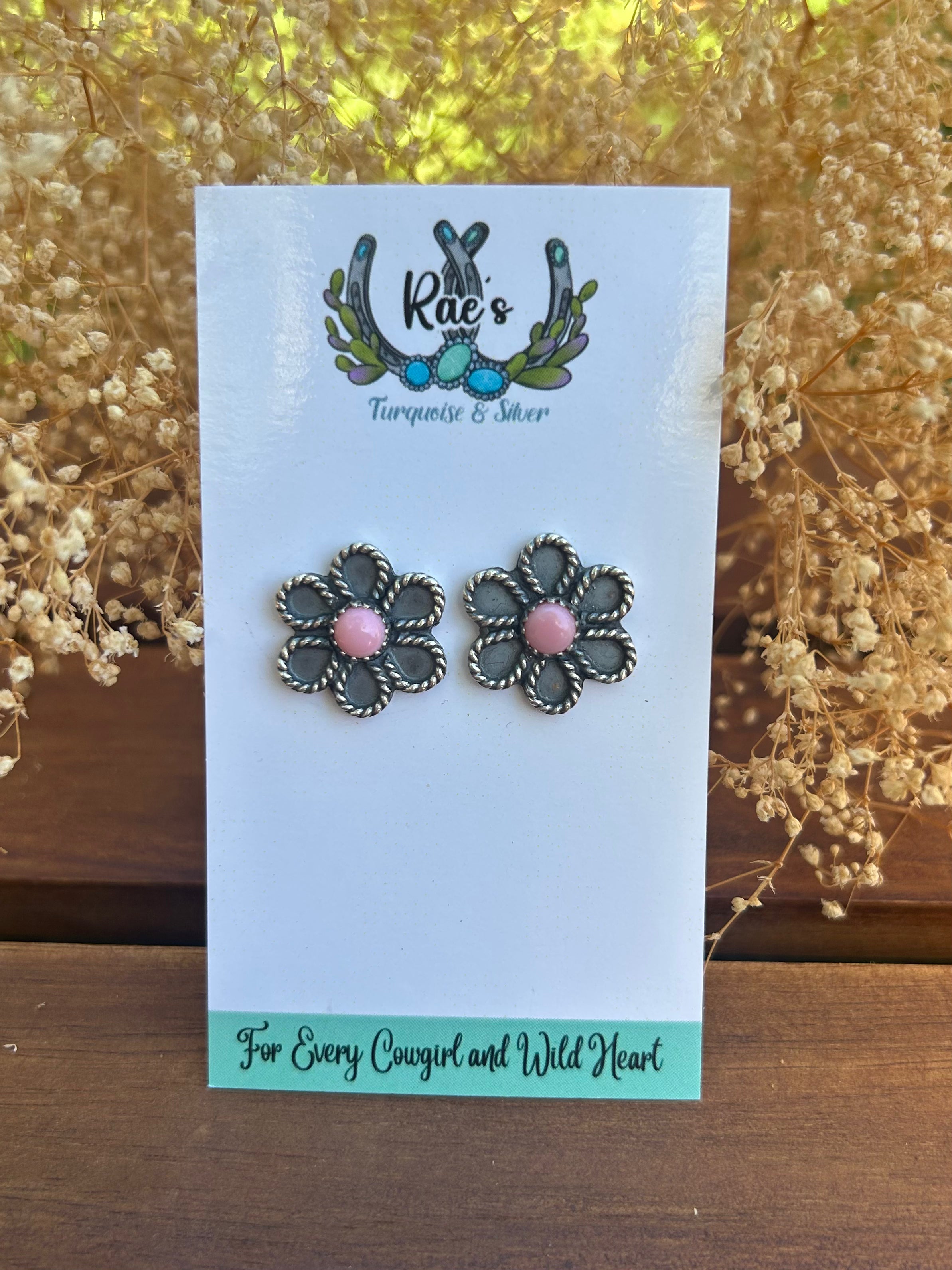 Pink Conch Flower Earrings