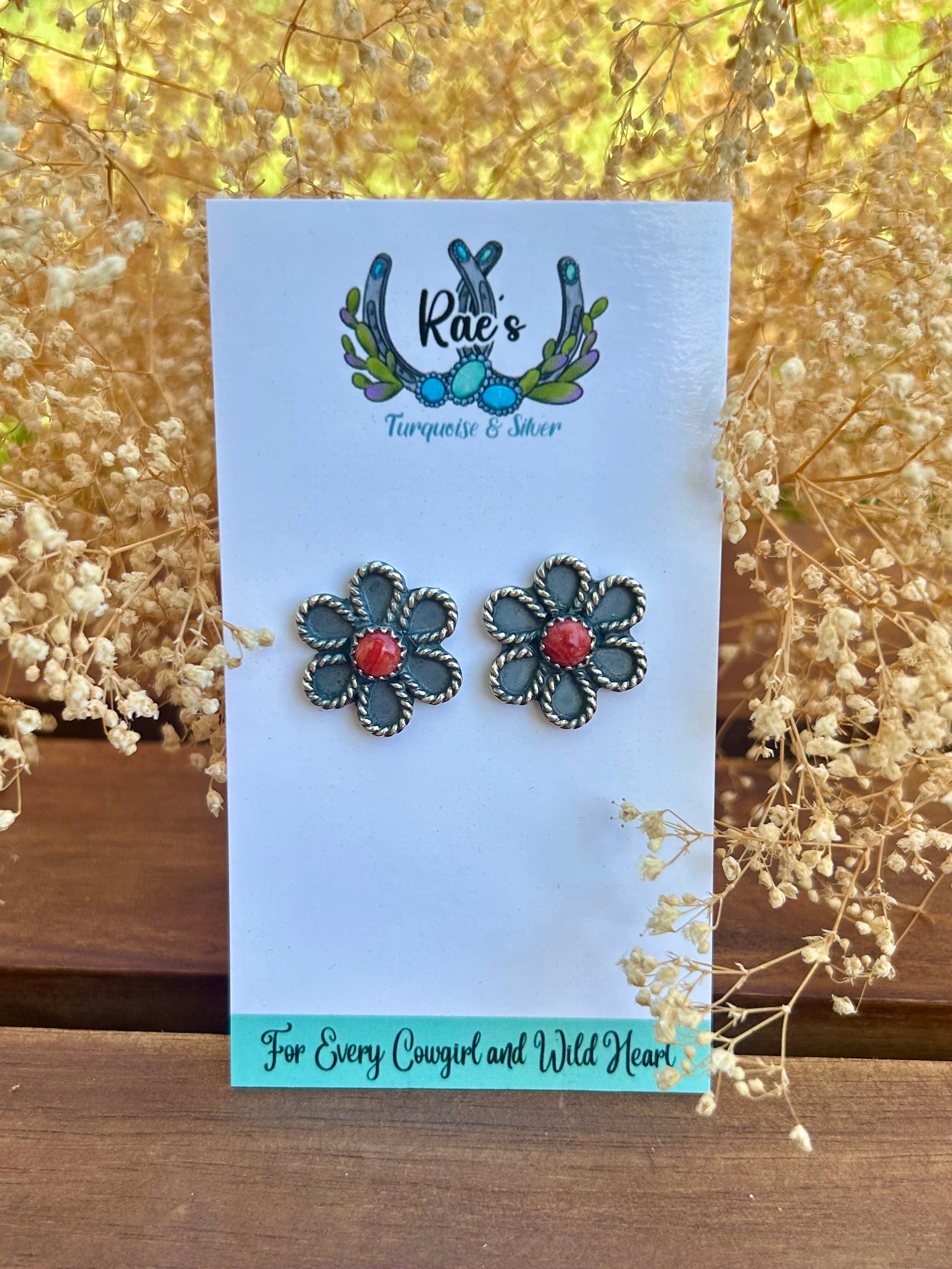 Red Spiny Flower Earrings