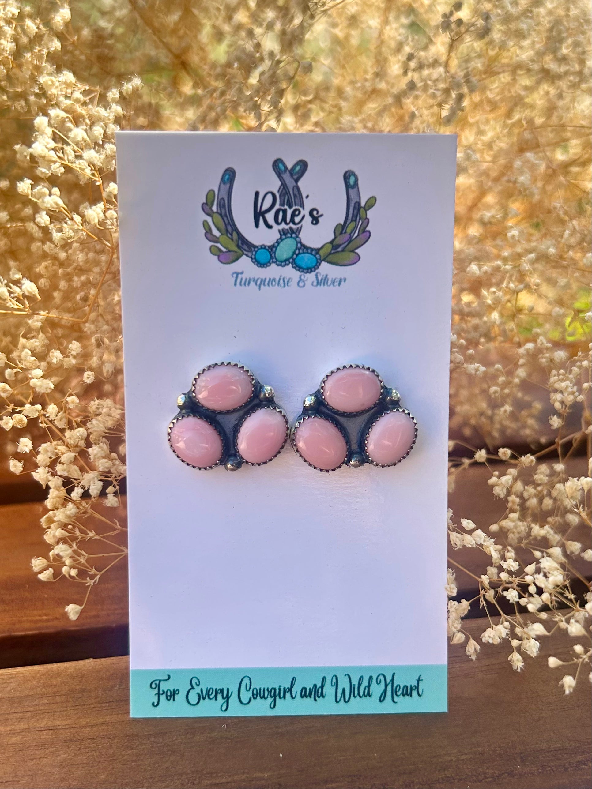 Pink Conch Cluster Earrings