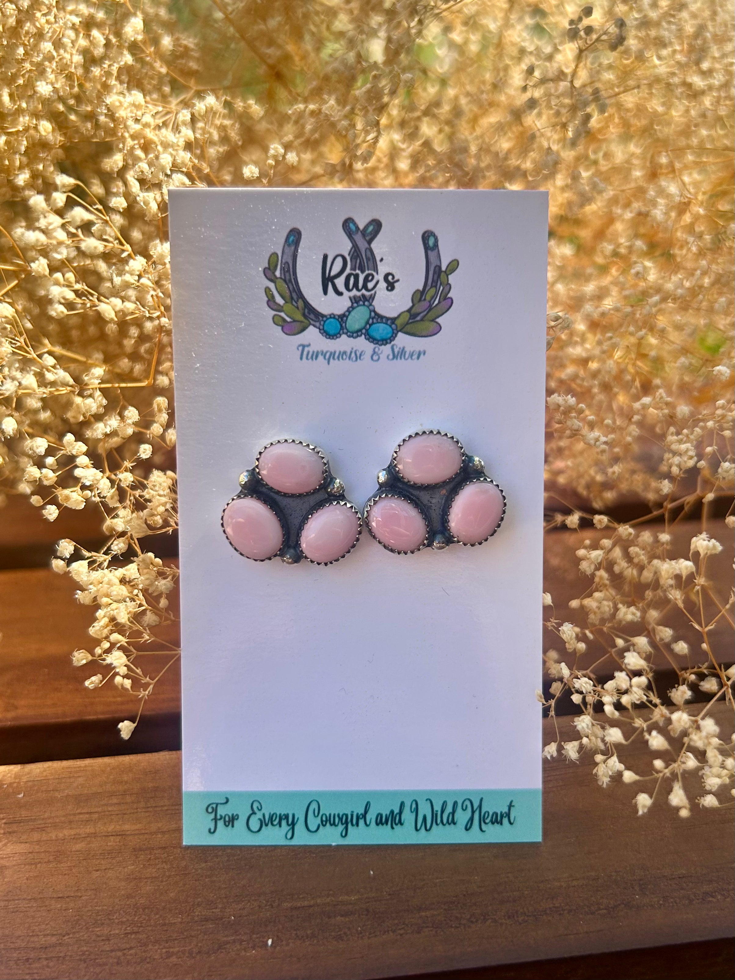Pink Conch Cluster Earrings